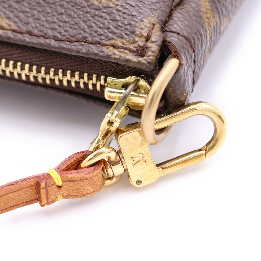 LOUIS VUITTON(ルイヴィトン) モノグラム ポシェットアクセソワール ハンドバッグ ケース ブラウン レザー×PVC M51980 ゴールド金具 レディース