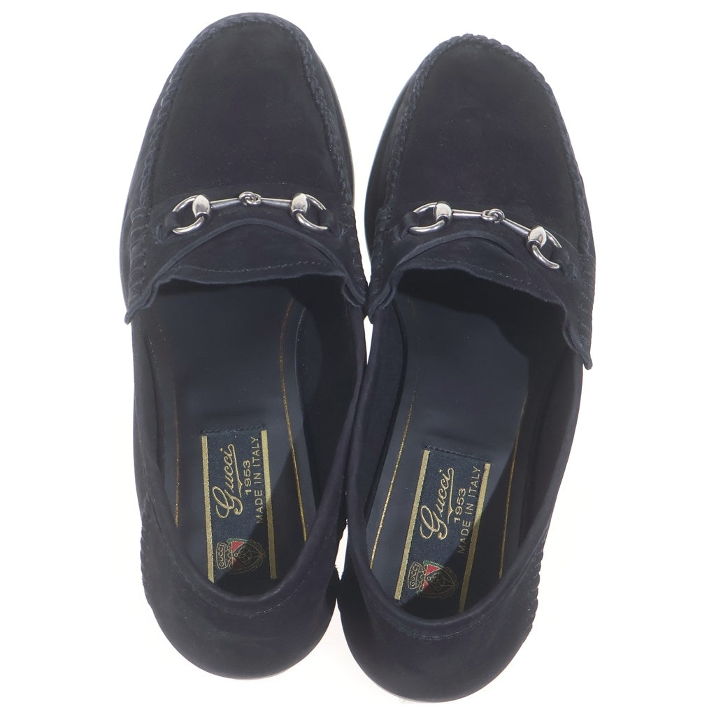 GUCCI(グッチ) ホースビット スエードレザー ローファー シューズ ブラック レディース