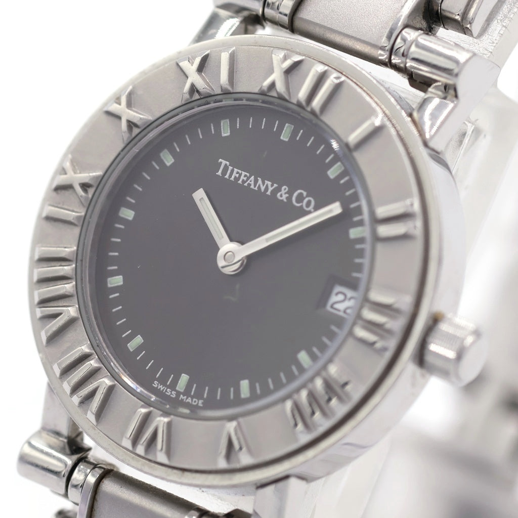 TIFFANY & Co.(ティファニー) アトラス デイト SS/QZ ステンレス クォーツ 電池式 腕時計 9N0278324 黒文字盤 レディース