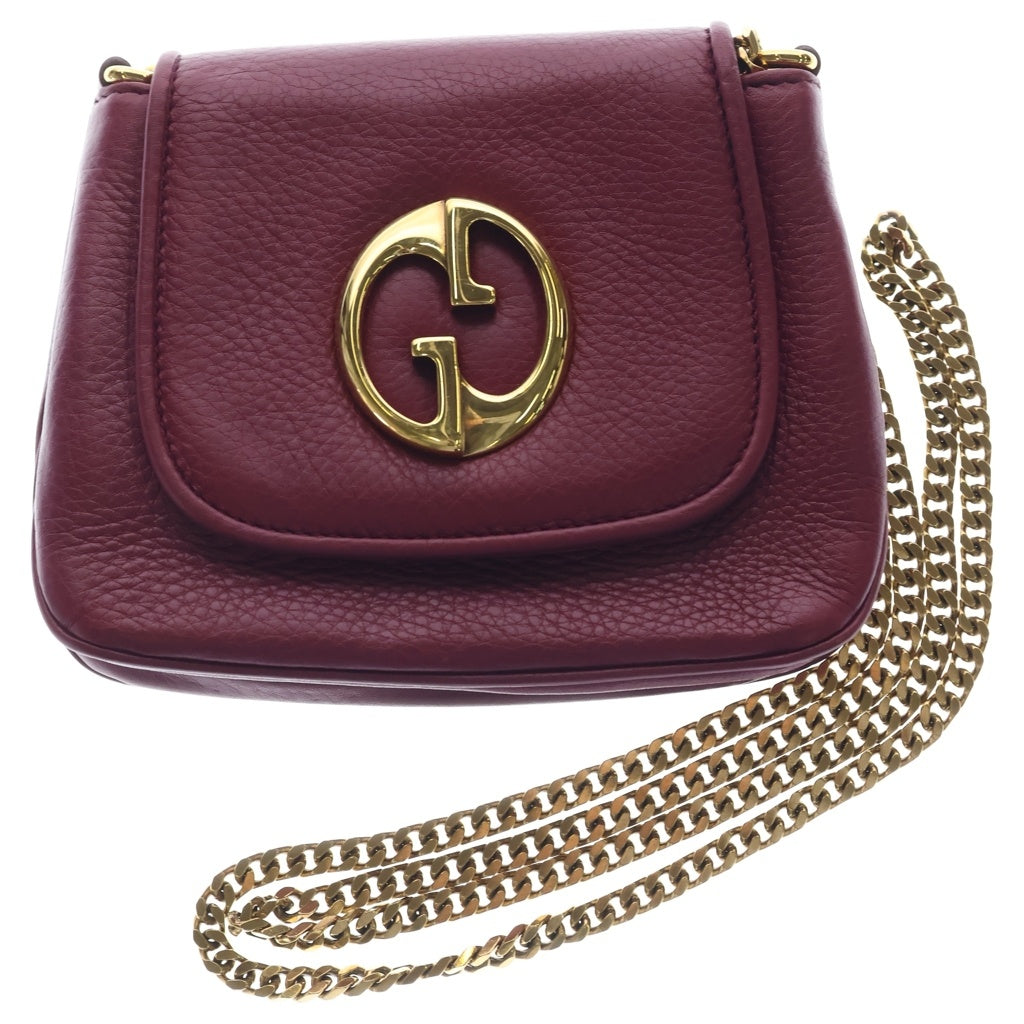 GUCCI(グッチ) ダブルG チェーンショルダーバッグ ミニバッグ ワインレッド レザー 251821 ゴールド金具 レディース