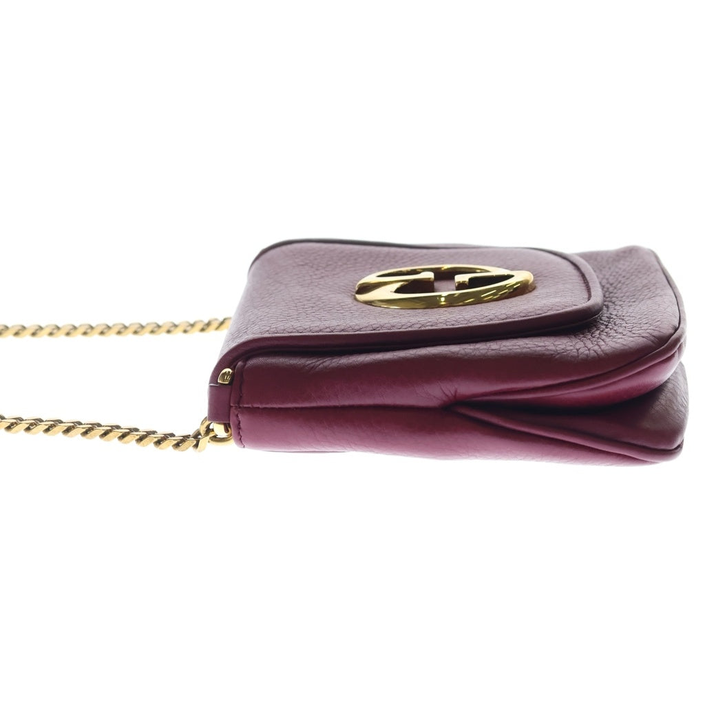 GUCCI(グッチ) ダブルG チェーンショルダーバッグ ミニバッグ ワインレッド レザー 251821 ゴールド金具 レディース