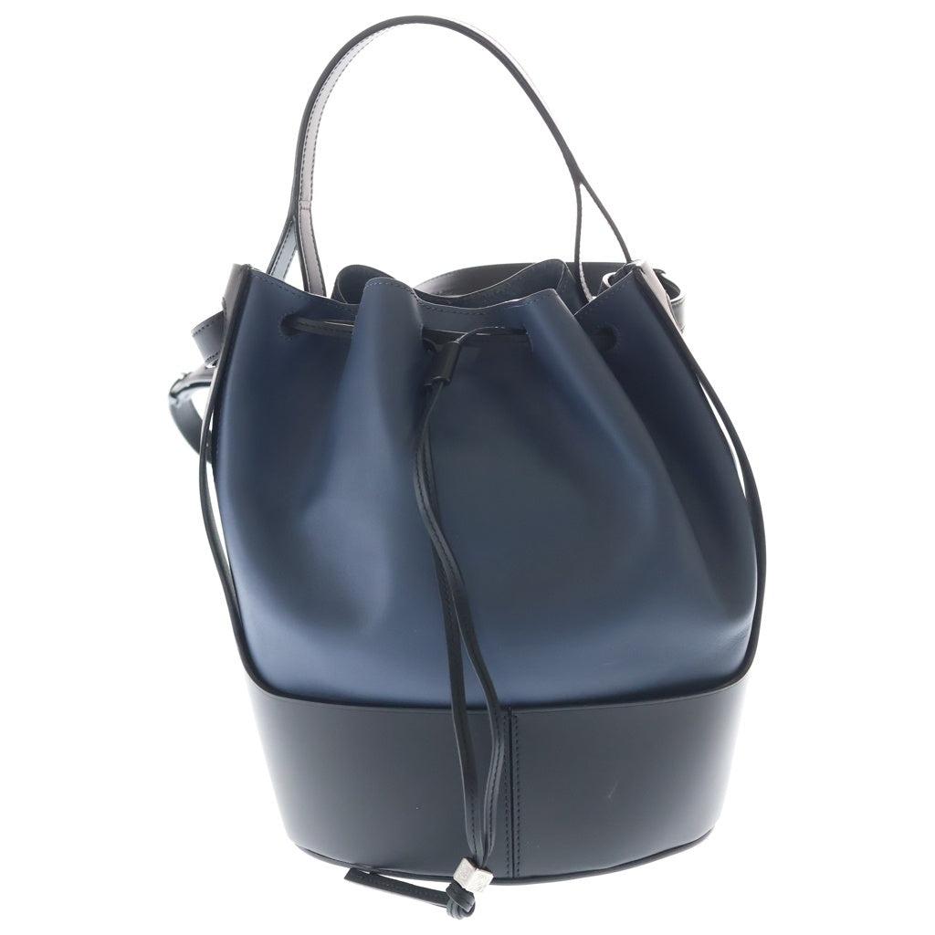 LOEWE(ロエベ) バルーンバッグ ミディアム ハンド ショルダーバッグ 2WAY レザー ネイビー/ブラック レディース