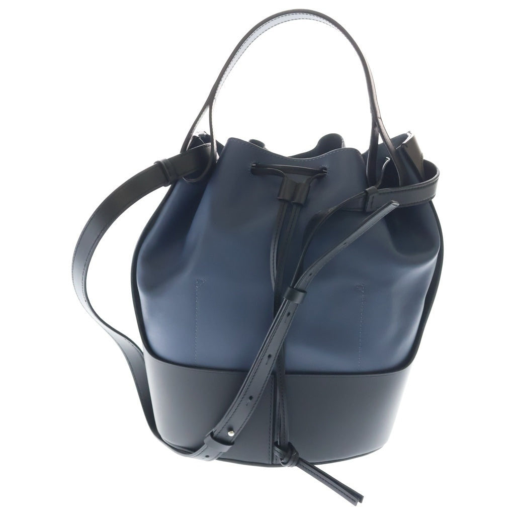 LOEWE(ロエベ) バルーンバッグ ミディアム ハンド ショルダーバッグ 2WAY レザー ネイビー/ブラック レディース