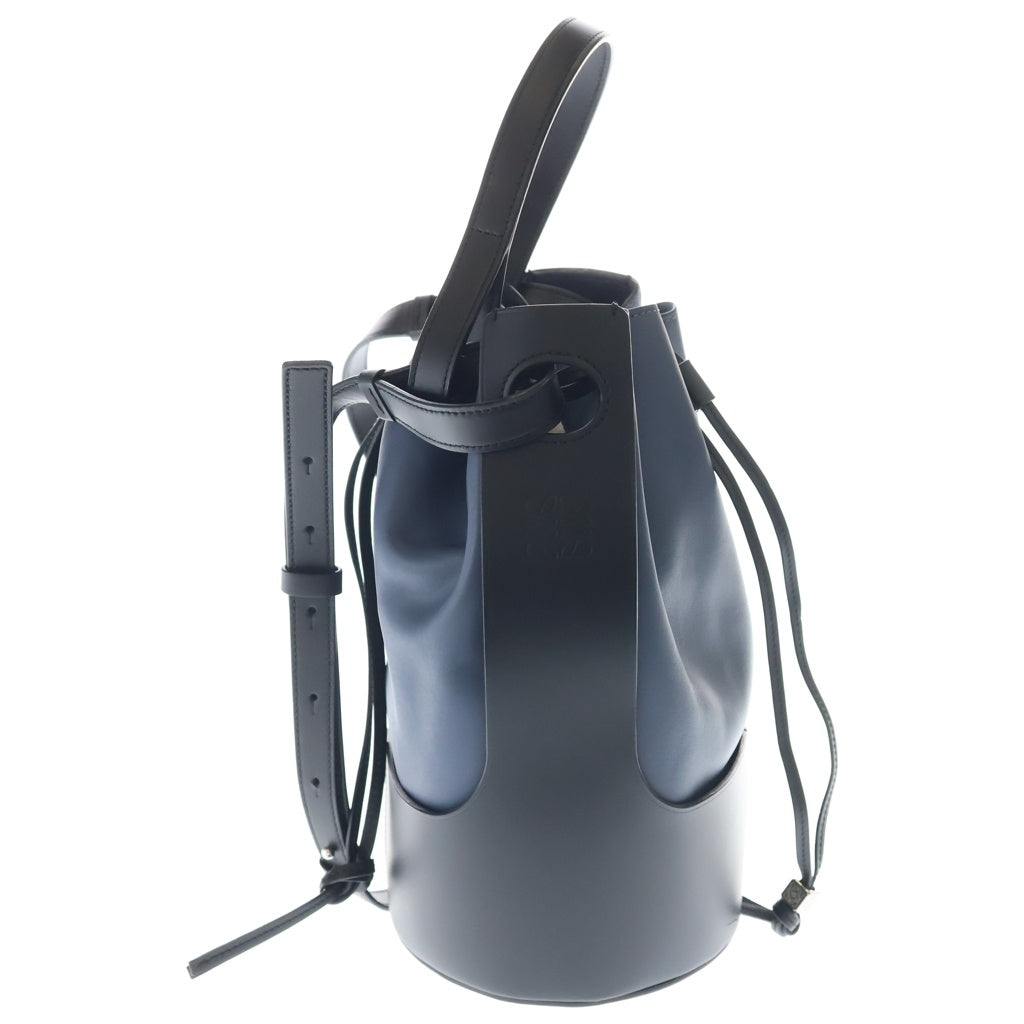 LOEWE(ロエベ) バルーンバッグ ミディアム ハンド ショルダーバッグ 2WAY レザー ネイビー/ブラック レディース