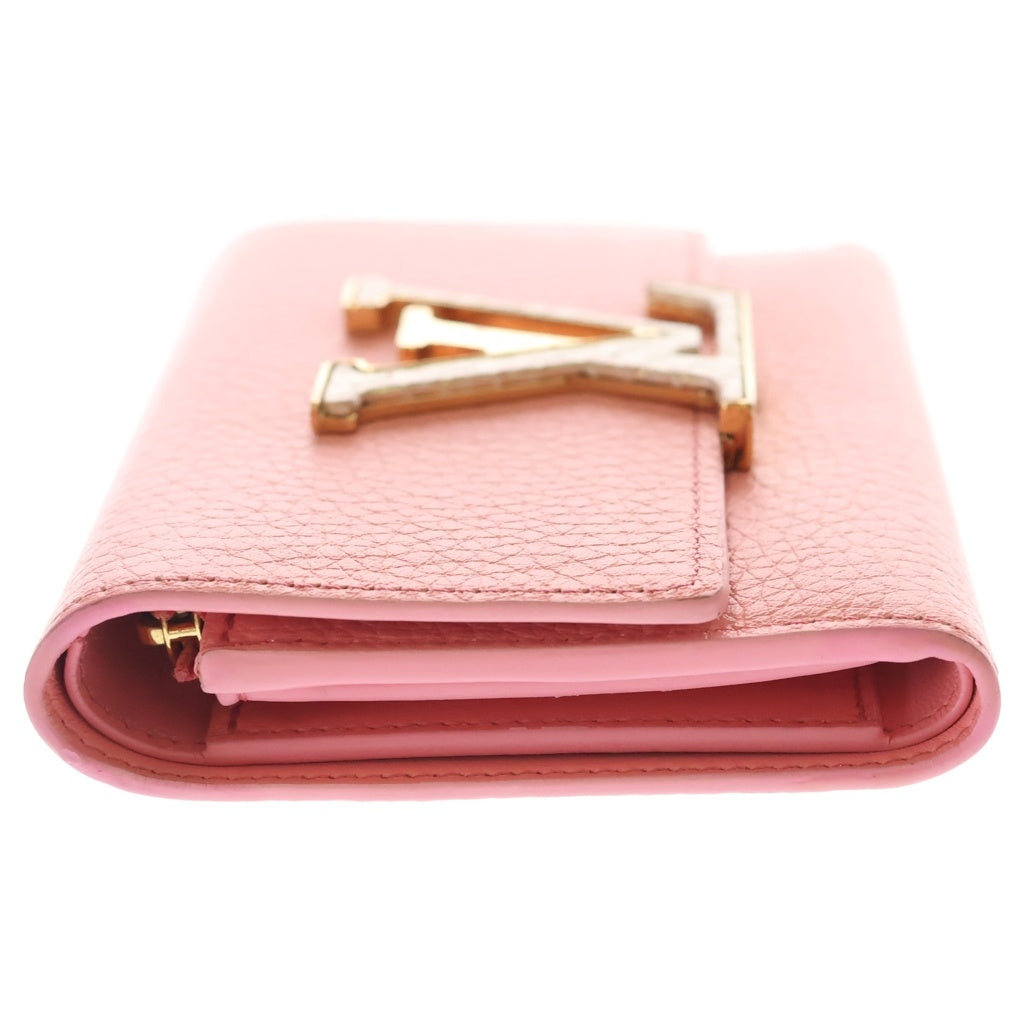 LOUIS VUITTON(ルイヴィトン) ポルトフォイユ カプシーヌ パイソン コンパクト ウォレット ピンク レザー N82754 ゴールド金具 レディース