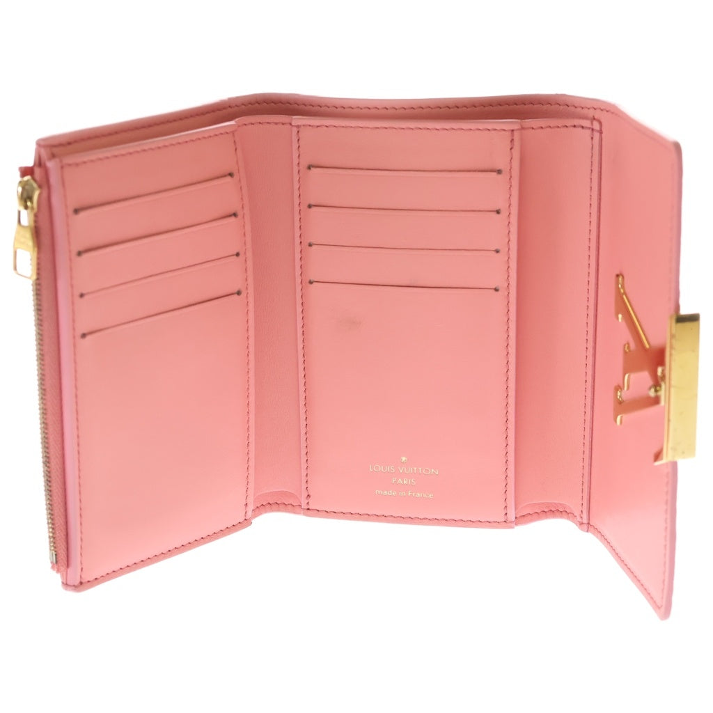 LOUIS VUITTON(ルイヴィトン) ポルトフォイユ カプシーヌ パイソン コンパクト ウォレット ピンク レザー N82754 ゴールド金具 レディース