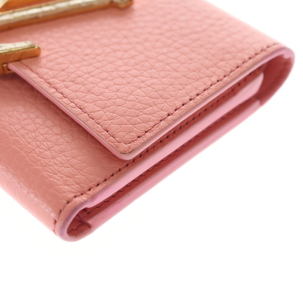 LOUIS VUITTON(ルイヴィトン) ポルトフォイユ カプシーヌ パイソン コンパクト ウォレット ピンク レザー N82754 ゴールド金具 レディース
