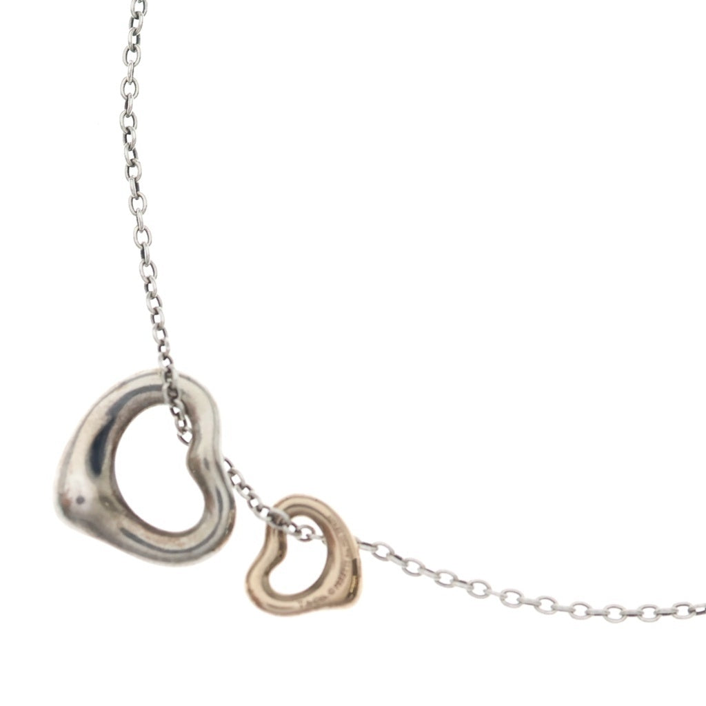 TIFFANY & Co.(ティファニー) エルサペレッティ ダブルオープンハート ネックレス Ag925/K18PG シルバー/ピンクゴールド レディース