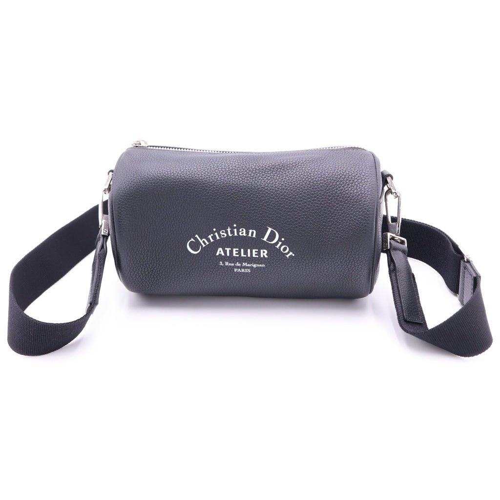 Christian Dior(クリスチャンディオール) アトリエ ローラー ショルダーバッグ ブラック レザー シルバー金具 レディース