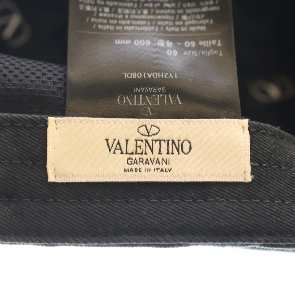 VALENTINO(ヴァレンティノ) Vロゴ シグネチャー コットン ベースボールキャップ 帽子 #60 ブラック