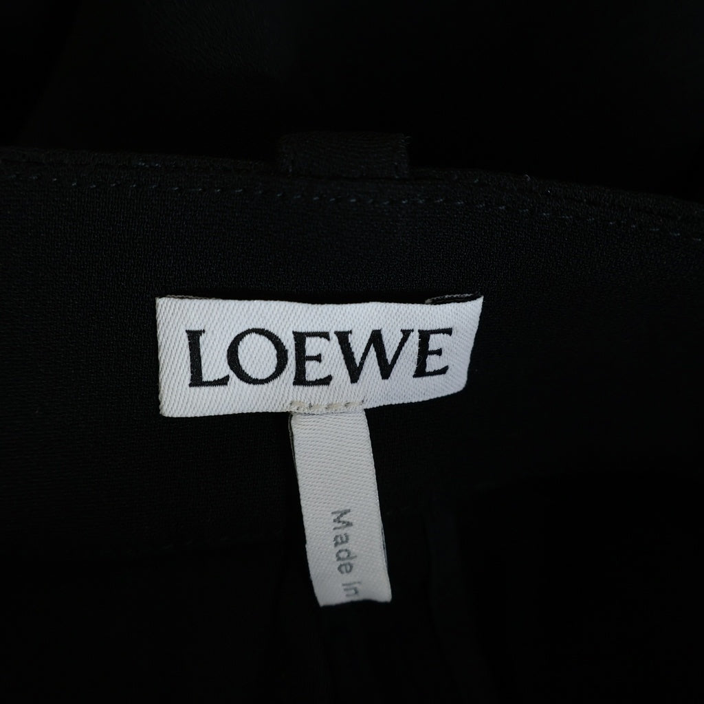 LOEWE(ロエベ) アナグラムロゴ刺繍 レザー切り替え 変形 スクエア スカート ブラック レディース S359Y08XB1