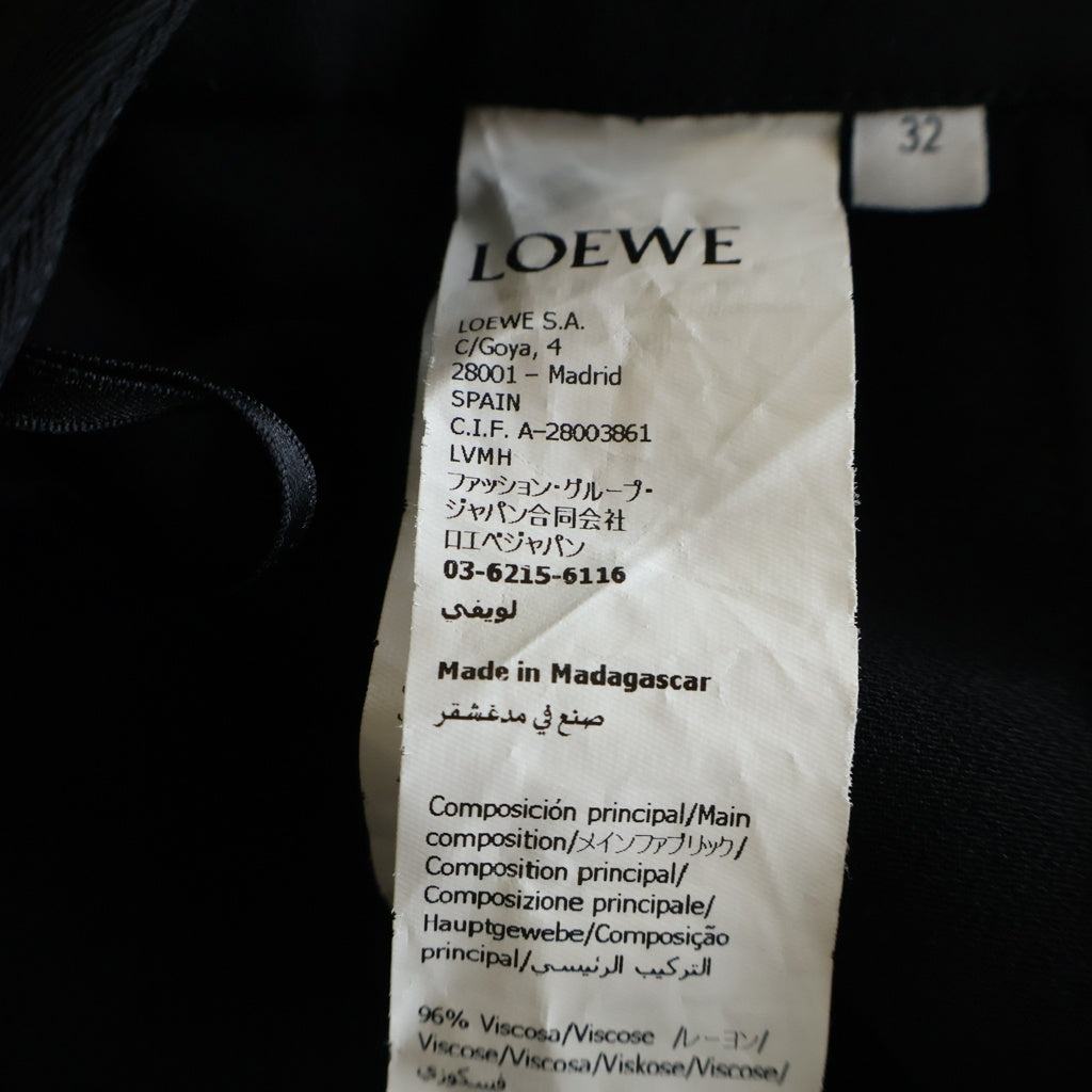 LOEWE(ロエベ) アナグラムロゴ刺繍 レザー切り替え 変形 スクエア スカート ブラック レディース S359Y08XB1