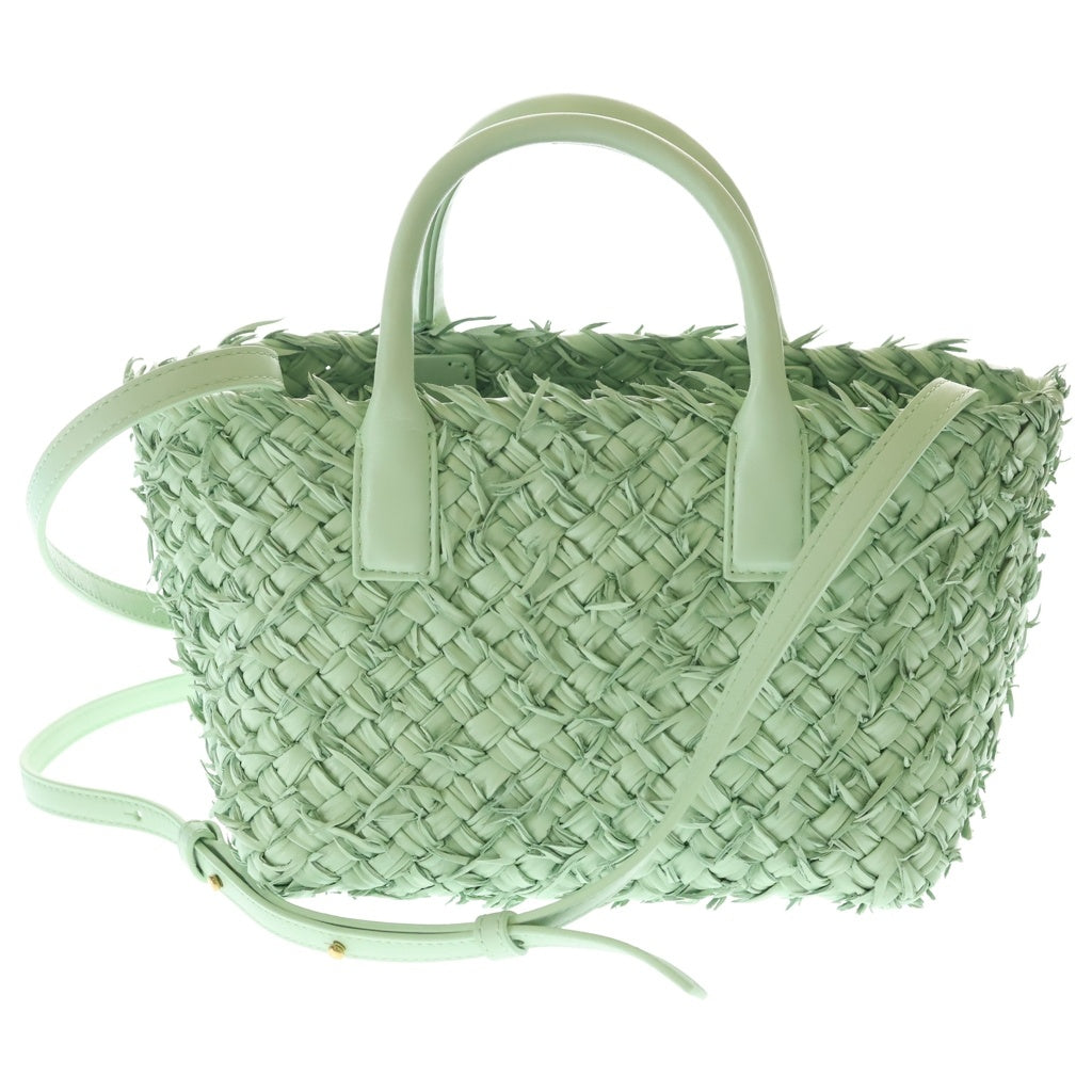 BOTTEGA VENETA(ボッテガヴェネタ) イントレチャート ミニ カバ レザー 2WAY ハンド ショルダーバッグ ゴールド金具 ライトグリーン レディース