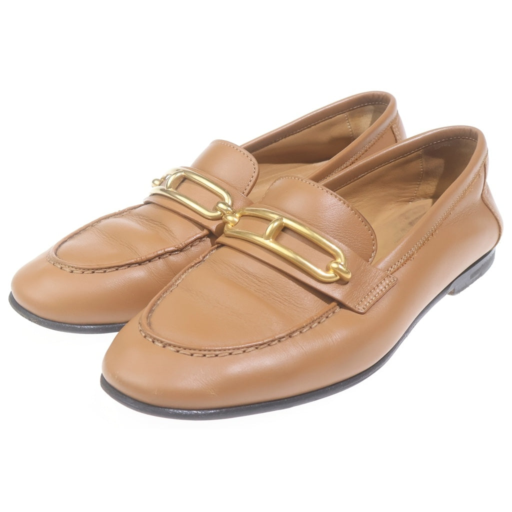 HERMES(エルメス) モカシン コレット レザー ローカットシューズ ローファー ゴールド金具 ブラウン レディース