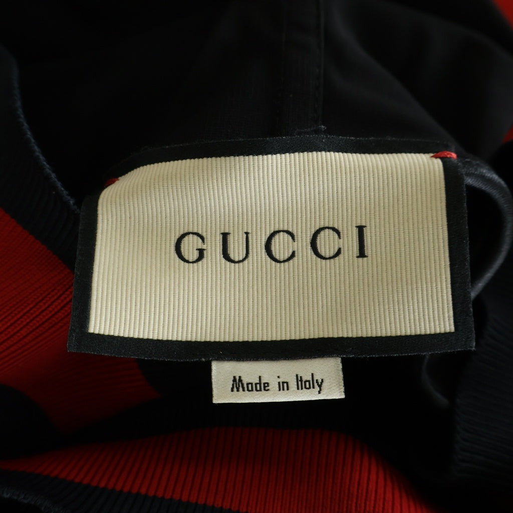 GUCCI(グッチ) レーヨン ジャージ フーデット ワンピース ブラック/レッド レディース 470320 X5S35