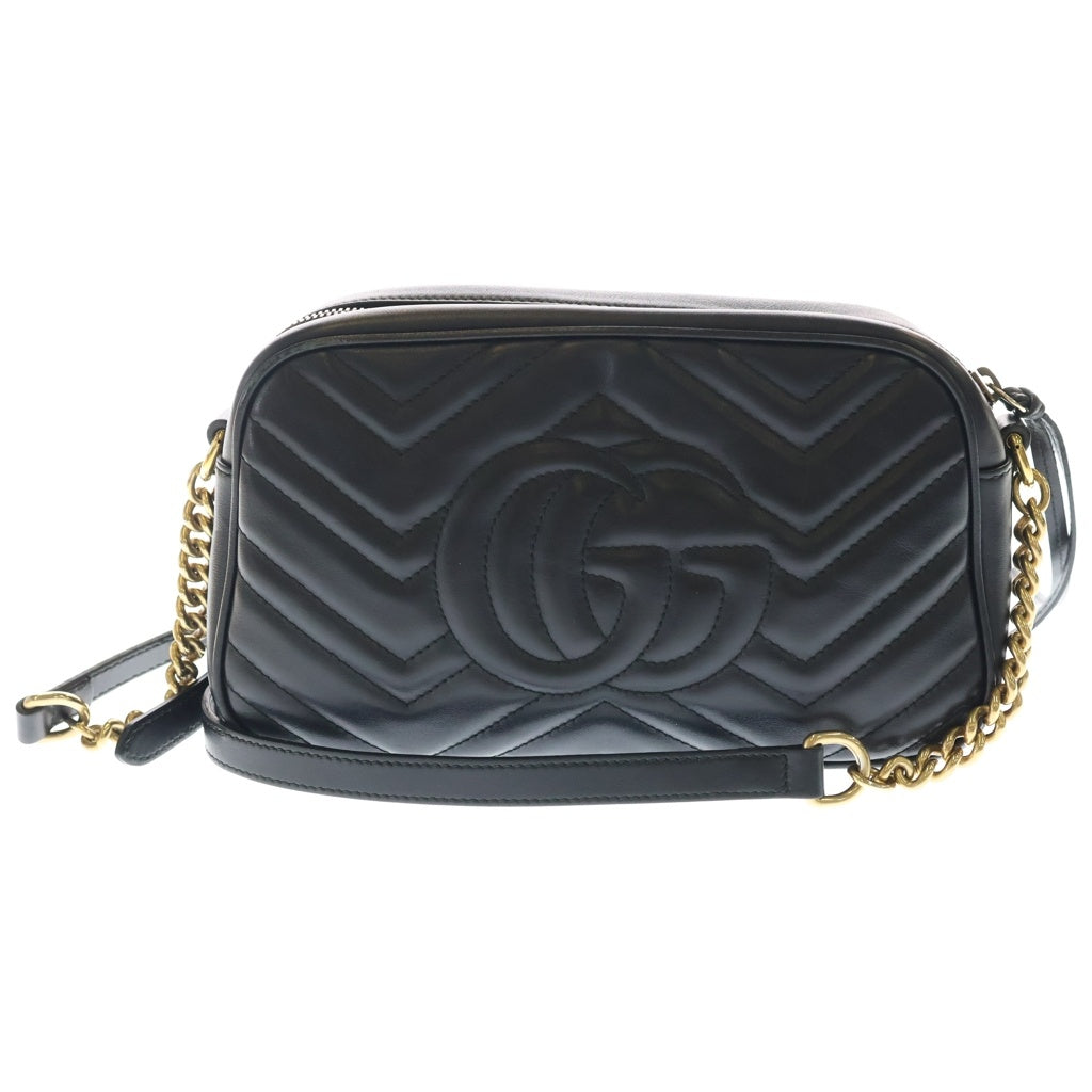 GUCCI(グッチ) GGマーモント ショルダーバッグ ブラック レザー 447632 ゴールド金具 レディース