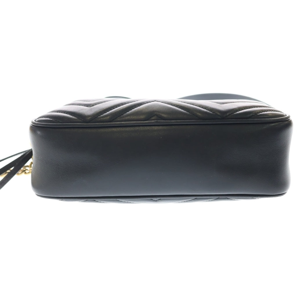 GUCCI(グッチ) GGマーモント ショルダーバッグ ブラック レザー 447632 ゴールド金具 レディース