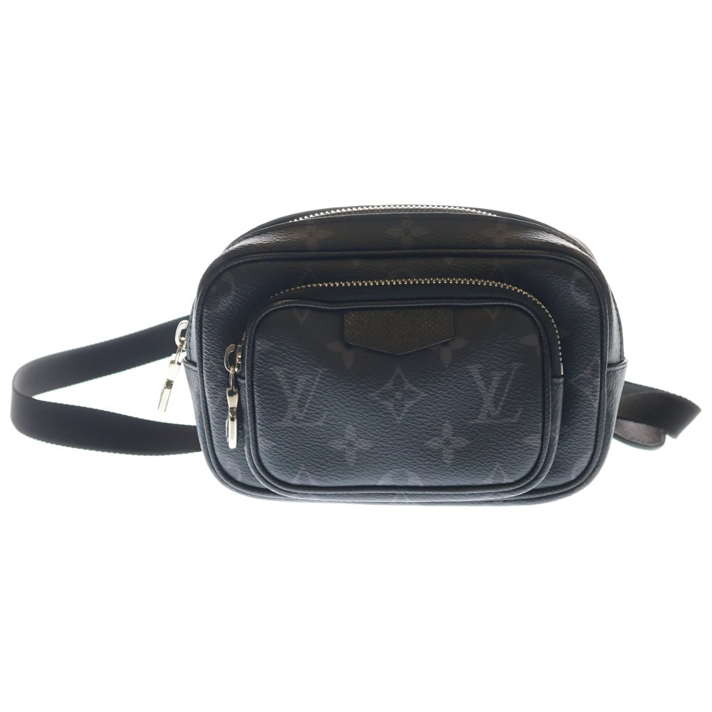 LOUIS VUITTON(ルイヴィトン) モノグラムエクリプス アウトドアポシェット ショルダーバッグ ミニバッグ ブラック レザー×PVC M30755 シルバー金具 レディース