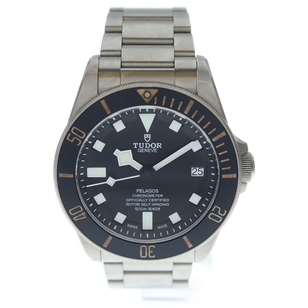 TUDOR(チュードル) ぺラゴス デイト 黒文字盤 自動巻き 腕時計 シルバー/ブラック 25600TN