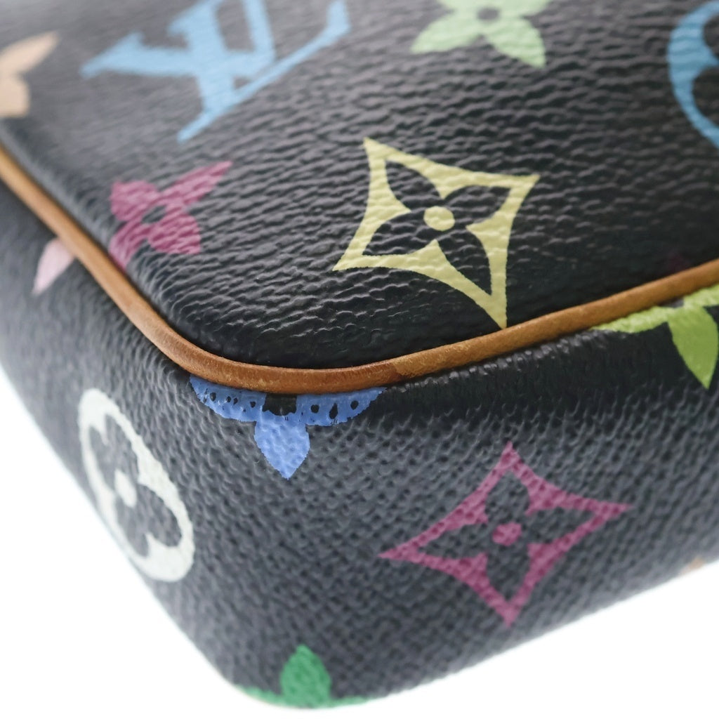 LOUIS VUITTON(ルイヴィトン) モノグラムマルチカラー ポシェットアクセソワール ハンドバッグ ブラウン×ブラック レザー×PVC M92648 ゴールド金具 レディース