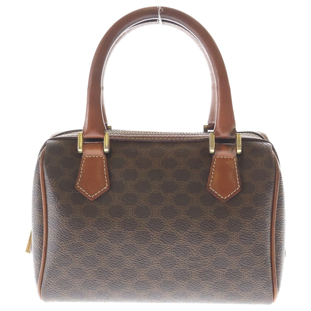 CELINE(セリーヌ) マカダム 2wayミニボストンバッグ ショルダーバッグ ブラウン レザー×PVC ゴールド金具 レディース