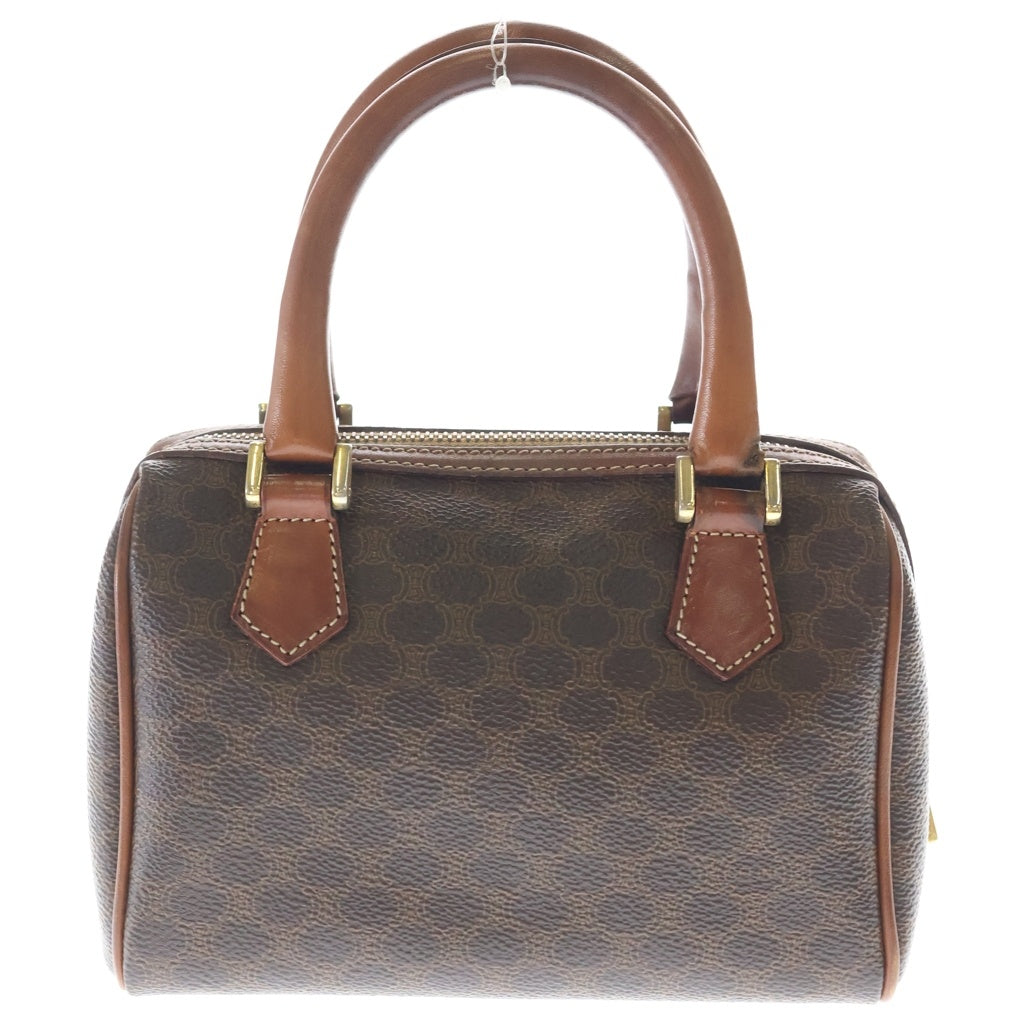 CELINE(セリーヌ) マカダム 2wayミニボストンバッグ ショルダーバッグ ブラウン レザー×PVC ゴールド金具 レディース