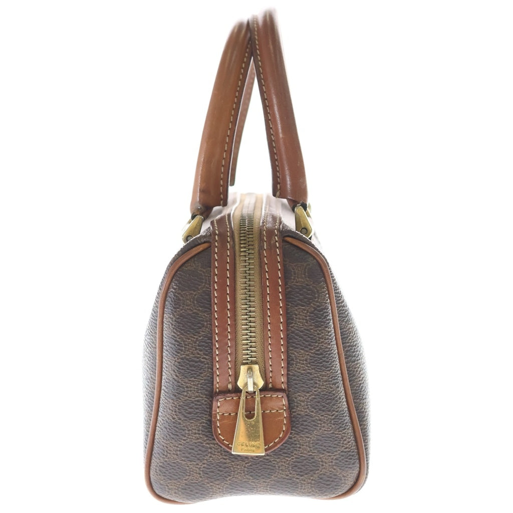 CELINE(セリーヌ) マカダム 2wayミニボストンバッグ ショルダーバッグ ブラウン レザー×PVC ゴールド金具 レディース