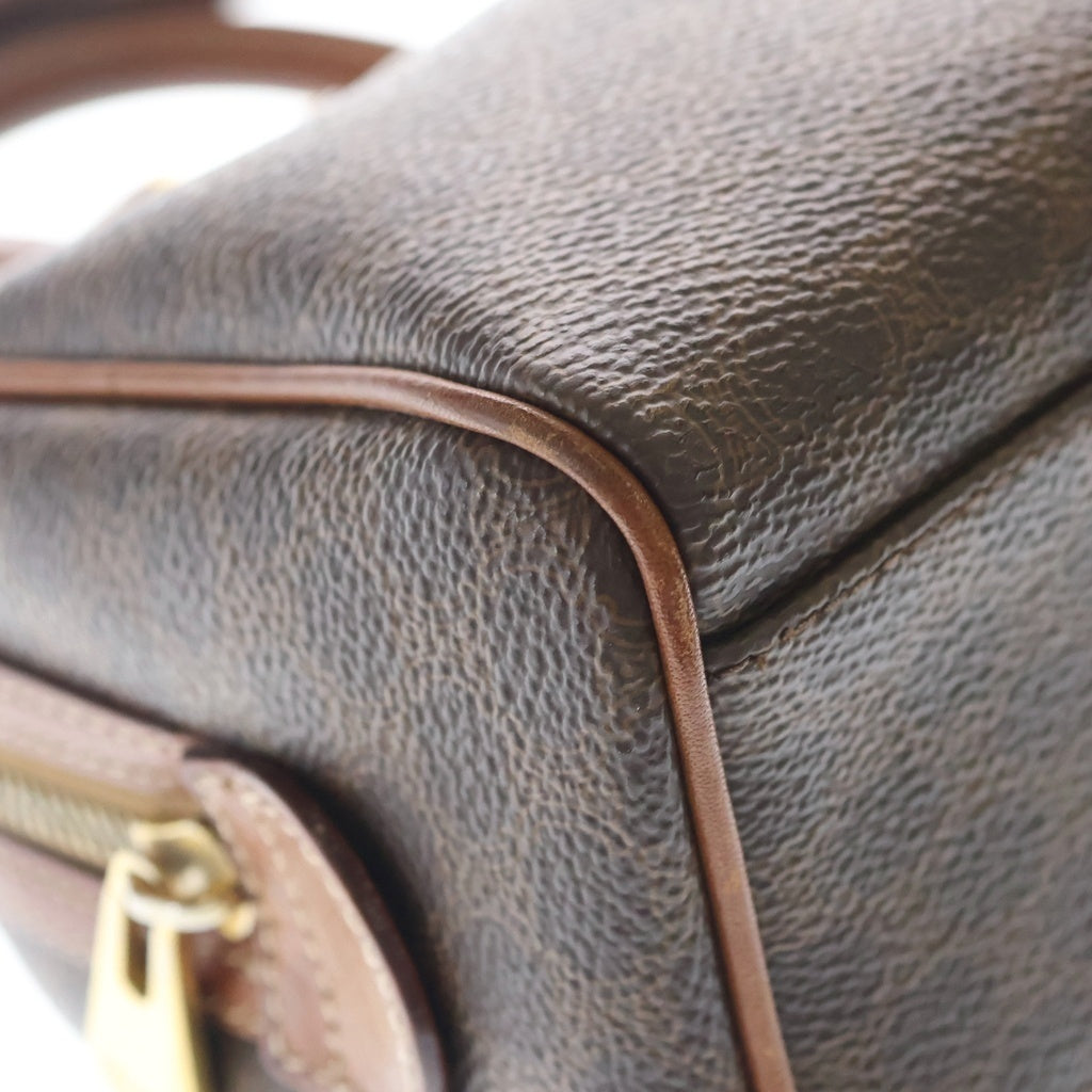 CELINE(セリーヌ) マカダム 2wayミニボストンバッグ ショルダーバッグ ブラウン レザー×PVC ゴールド金具 レディース