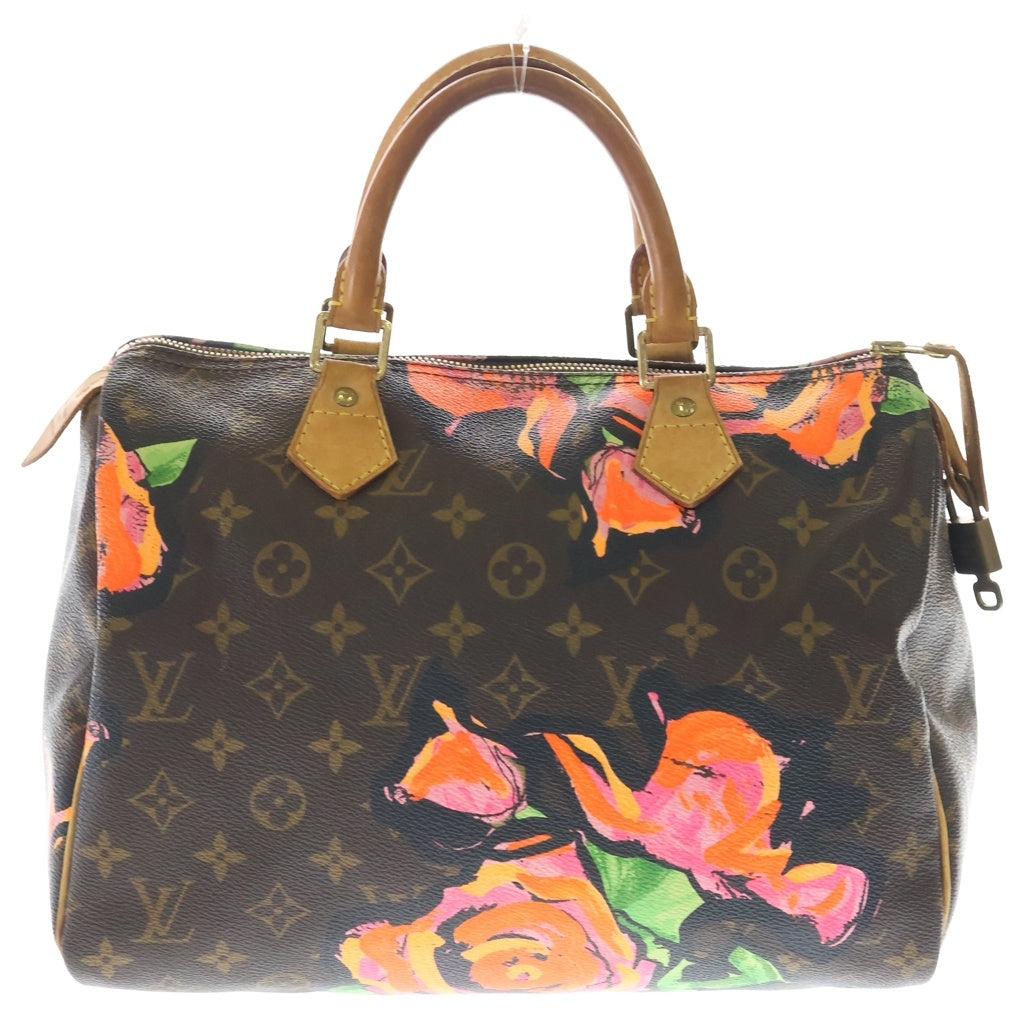 LOUIS VUITTON(ルイヴィトン) モノグラムローズ スピーディ30 ハンドバッグ ボストンバッグ ブラウン レザー×PVC M48610 ゴールド金具 レディース