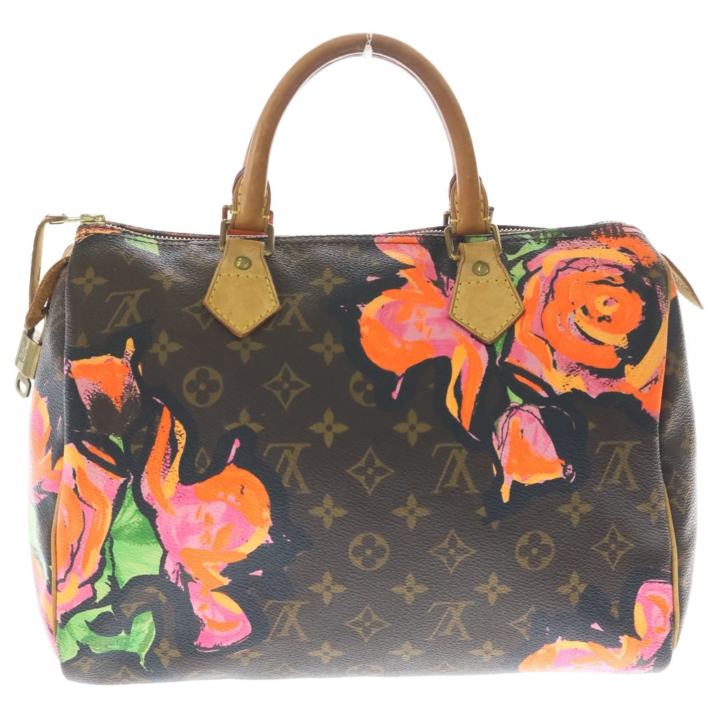 LOUIS VUITTON(ルイヴィトン) モノグラムローズ スピーディ30 ハンドバッグ ボストンバッグ ブラウン レザー×PVC M48610 ゴールド金具 レディース