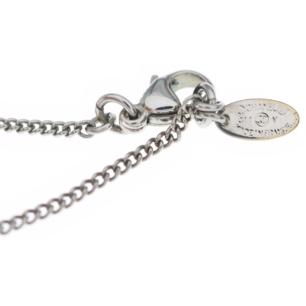 CHANEL(シャネル) ココマーク ラインストーンネックレス ペンダント チェーン シルバー GP レディース