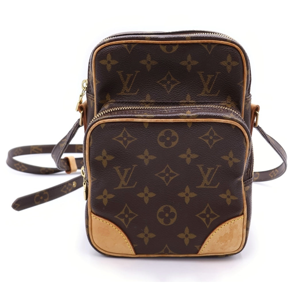 LOUIS VUITTON(ルイヴィトン) モノグラム アマゾン ショルダーバッグ ミニバッグ ブラウン レザー×PVC M45236 ゴールド金具 レディース