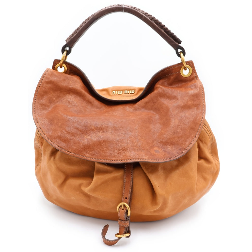 miumiu(ミュウミュウ) ハンド ショルダーバッグ 2WAY レザー ブラウン レディース