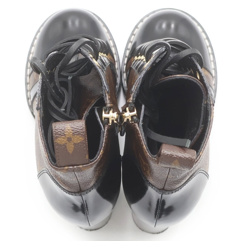 LOUIS VUITTON(ルイヴィトン) モノグラム スタートレイルライン アンクルブーツ レザー ヒール ショートブーツ #35 1/2 ブラウン/ブラック レディース