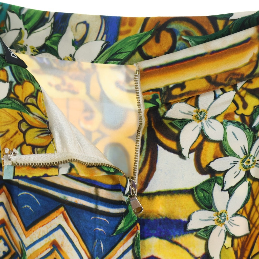 DOLCE & GABBANA(ドルチェアンドガッバーナ) 総柄ひざ丈タイトスカート イエロー #42 レディース