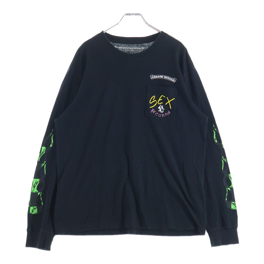 CHROME HEARTS(クロムハーツ) SEX RECORDS セックスレコーズ コットン ロングスリーブTシャツ 長袖カットソー ブラック レディース