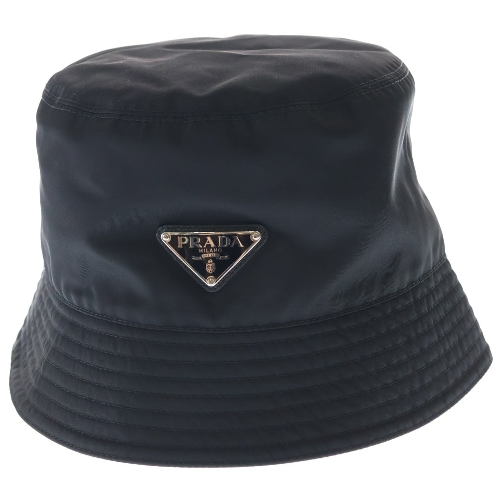 PRADA(プラダ) RE-NYLON リナイロン トライアングルロゴプレート バケットハット 帽子 ブラック レディース