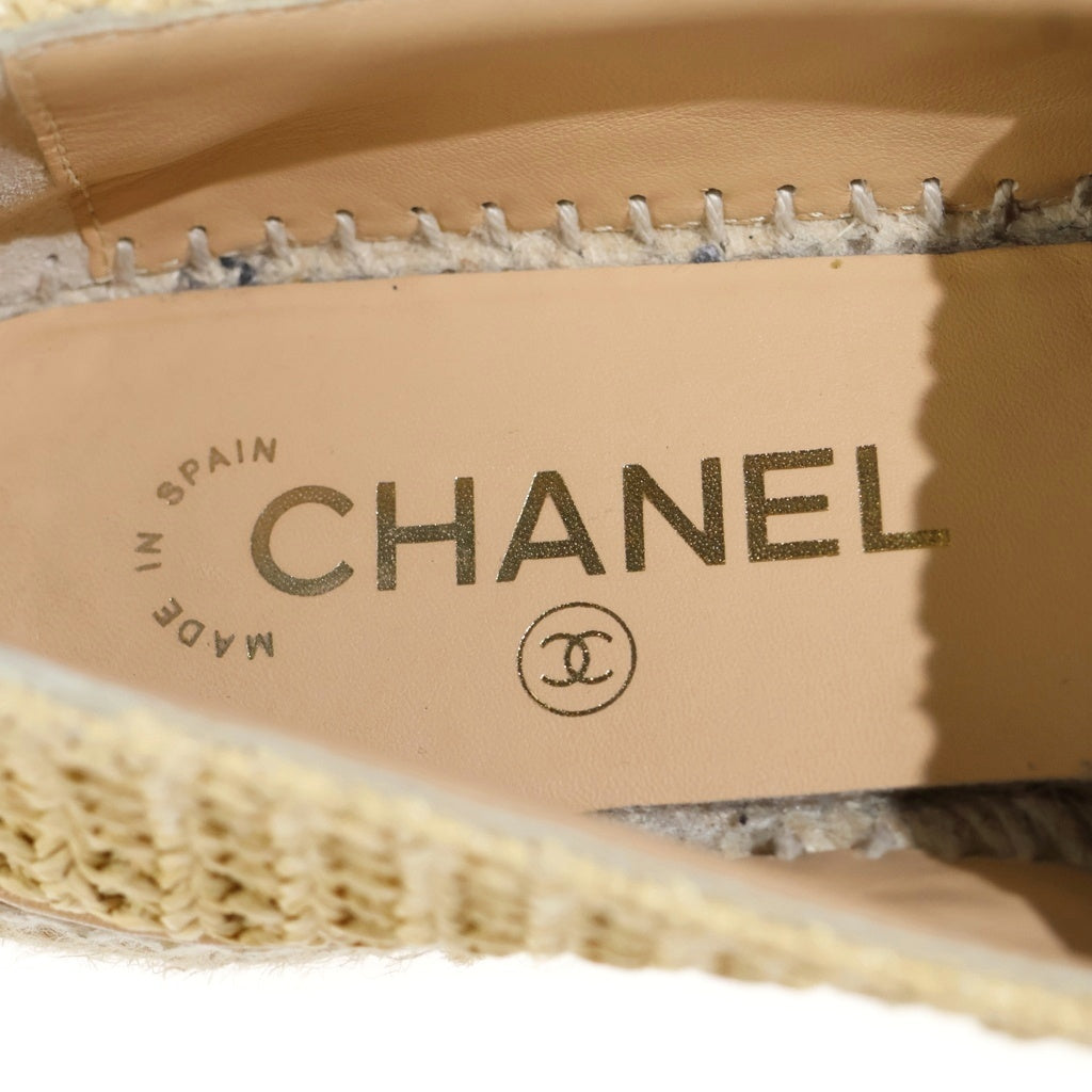 CHANEL(シャネル) ココマーク エスパドリーユ フラットシューズ ベージュ×ブラック #36 レディース