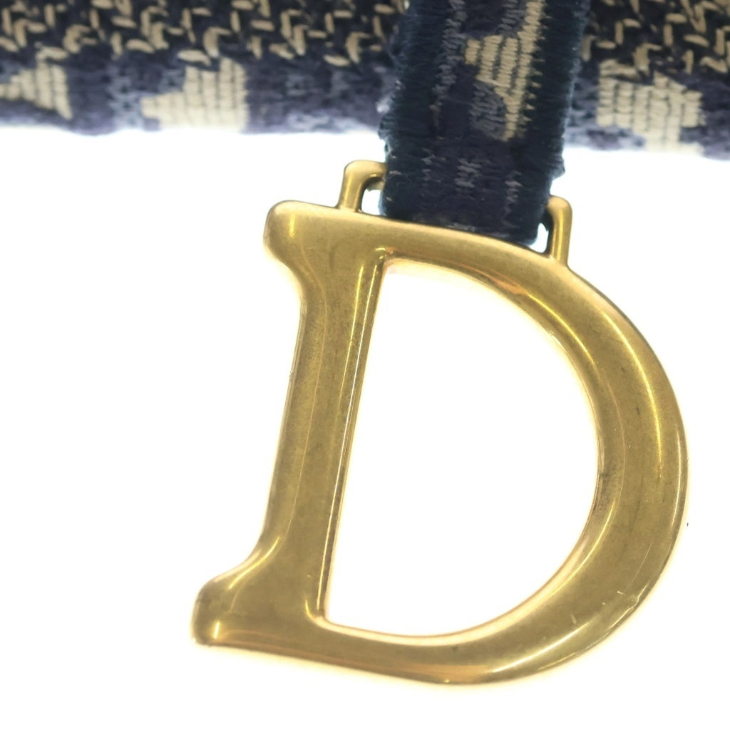 Christian Dior(クリスチャンディオール) オブリーク エンブロイダリー サドル ショルダーバッグ スリムポーチ キャンバス ネイビー S5647CRIW レディース