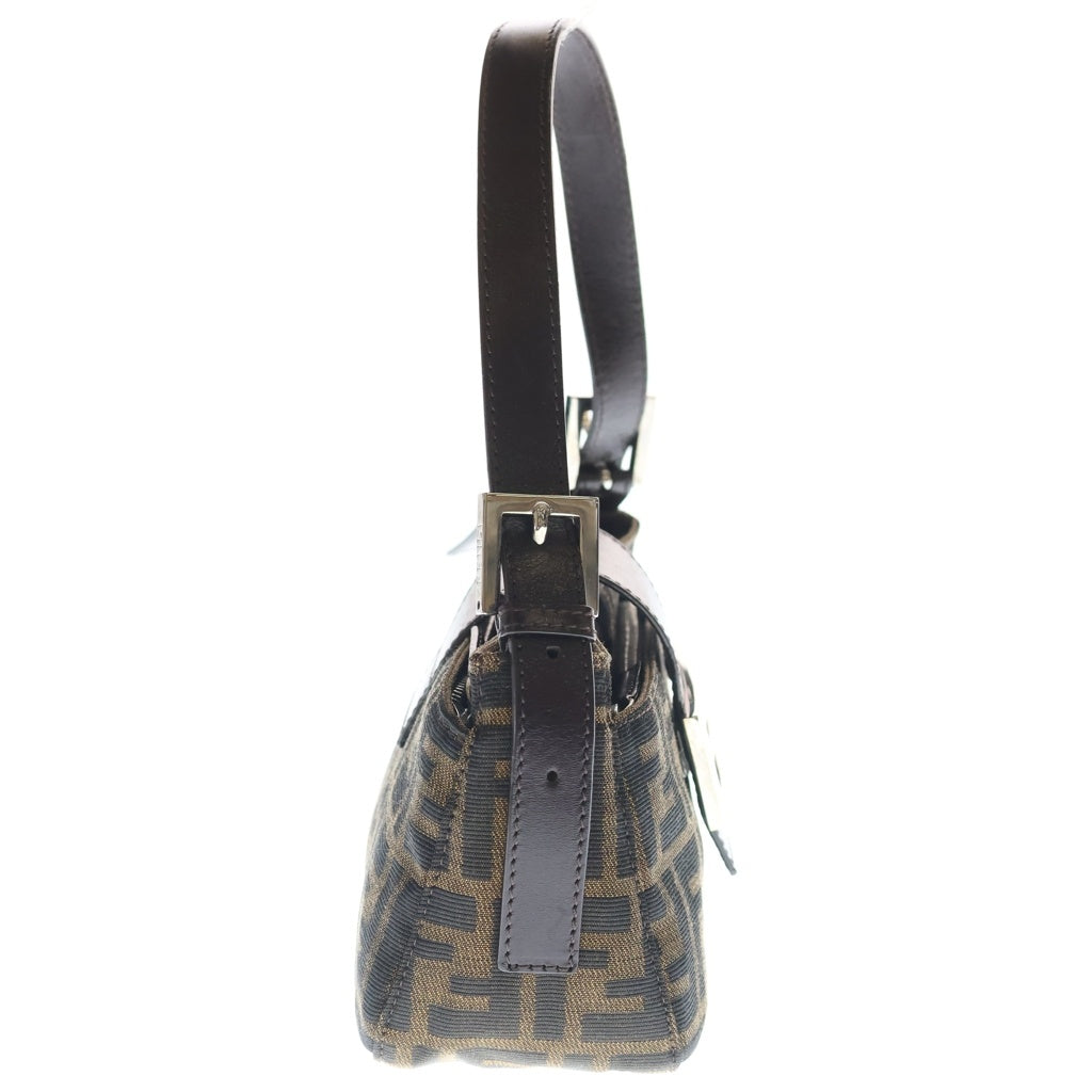FENDI(フェンディ) ズッカ マンマバケット ワンショルダーバッグ ミニバッグ ブラウン レザー シルバー金具 レディース