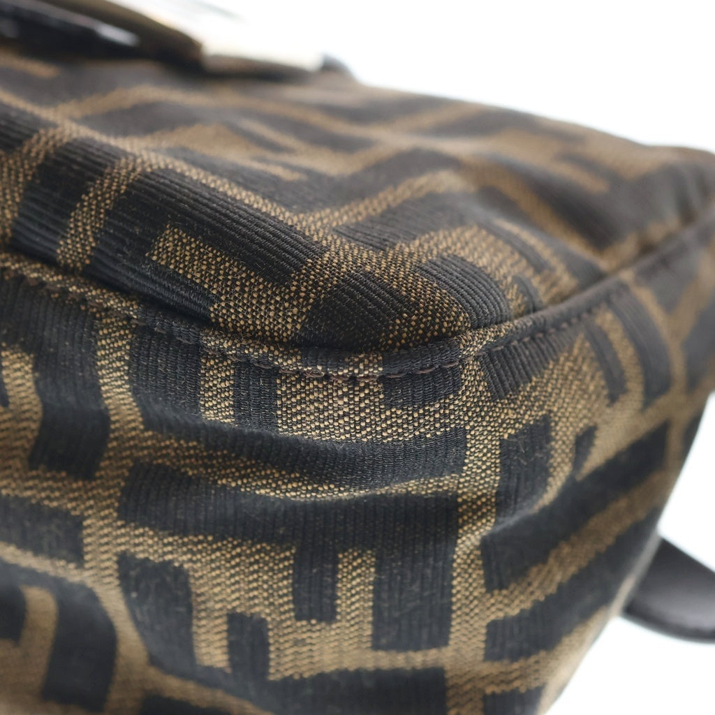 FENDI(フェンディ) ズッカ マンマバケット ワンショルダーバッグ ミニバッグ ブラウン レザー シルバー金具 レディース
