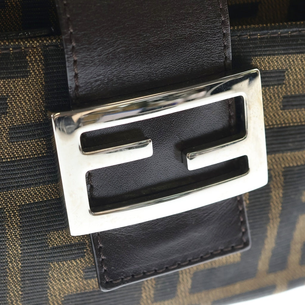 FENDI(フェンディ) ズッカ マンマバケット ワンショルダーバッグ ミニバッグ ブラウン レザー シルバー金具 レディース