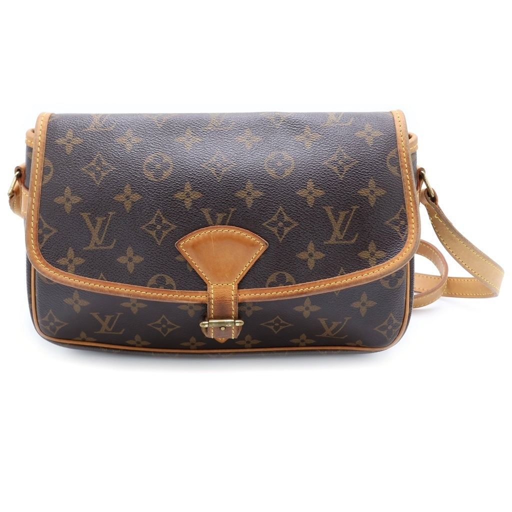 LOUIS VUITTON(ルイヴィトン) モノグラム ソローニュ ショルダーバッグ ブラウン レザー×PVC M42250 ゴールド金具 レディース