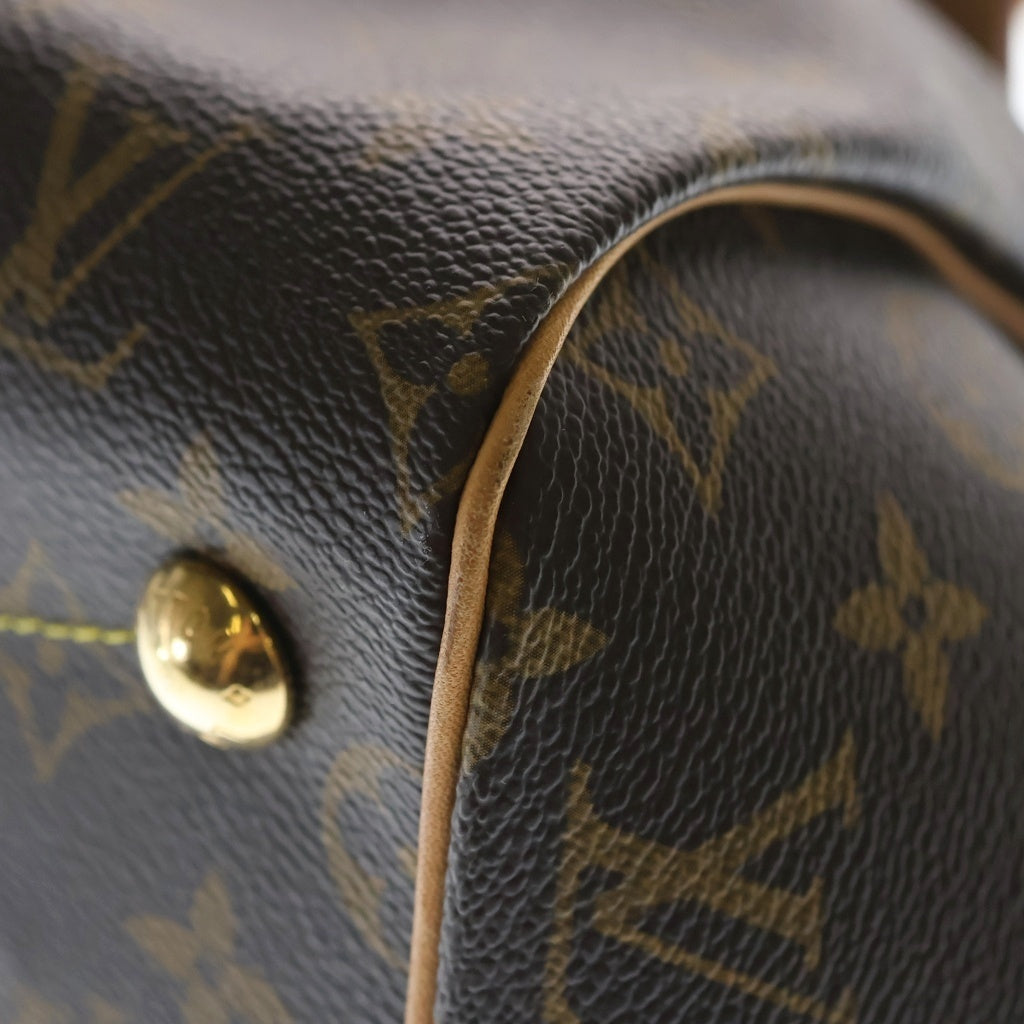 LOUIS VUITTON(ルイヴィトン) モノグラム ティヴォリGM ハンドバッグ ブラウン レザー×PVC M40144 ゴールド金具 レディース