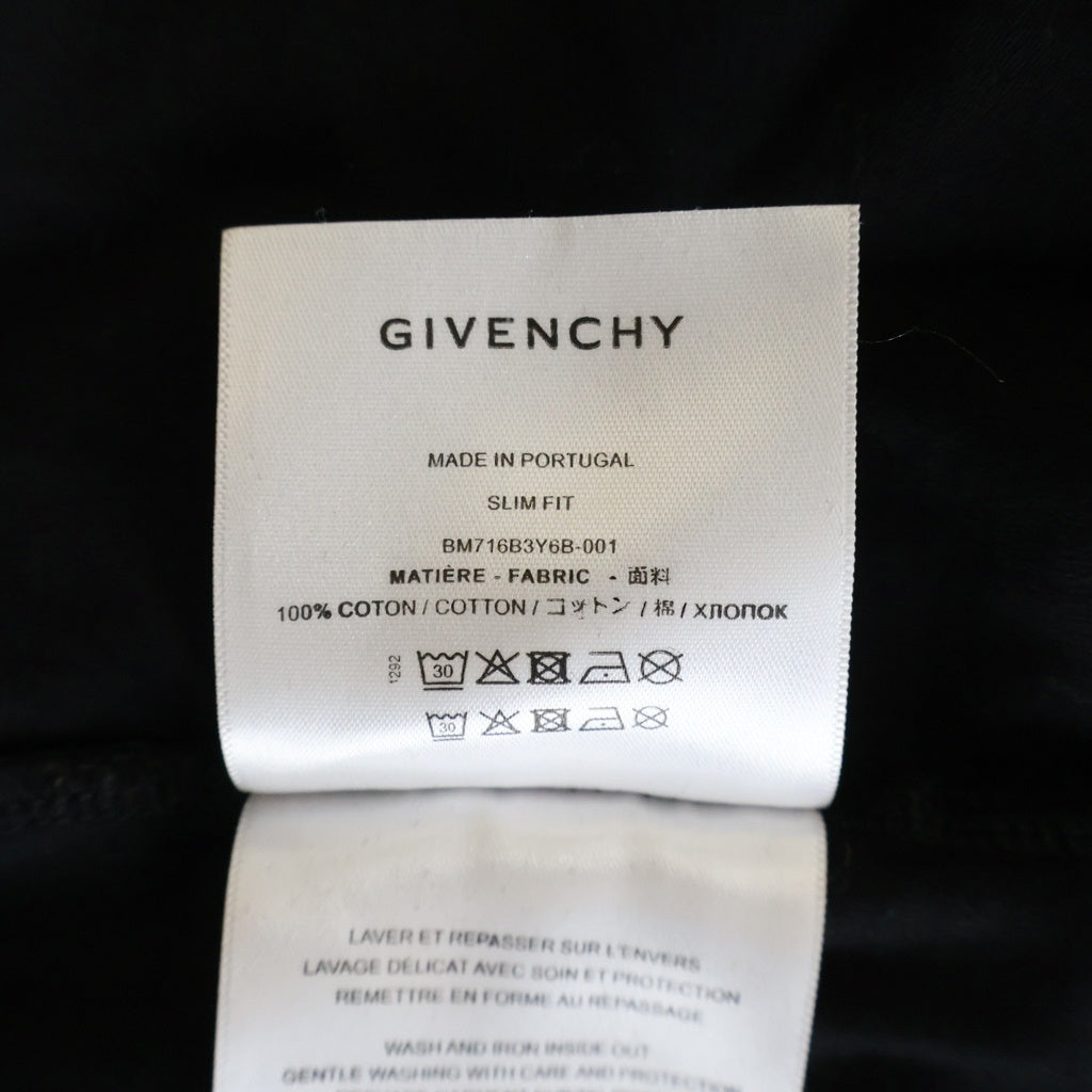 GIVENCHY(ジバンシィ) ロゴ刺繍 半袖コットンTシャツ カットソー ブラック BM716B3Y6B-001