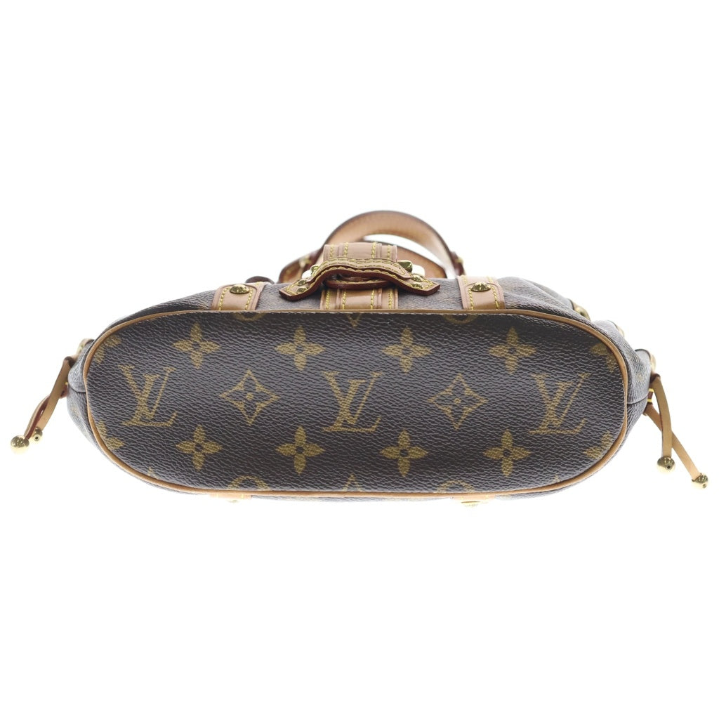LOUIS VUITTON(ルイヴィトン) モノグラム テダPM ミニハンドバッグ ブラウン レザー×PVC M92399 ゴールド金具 レディース