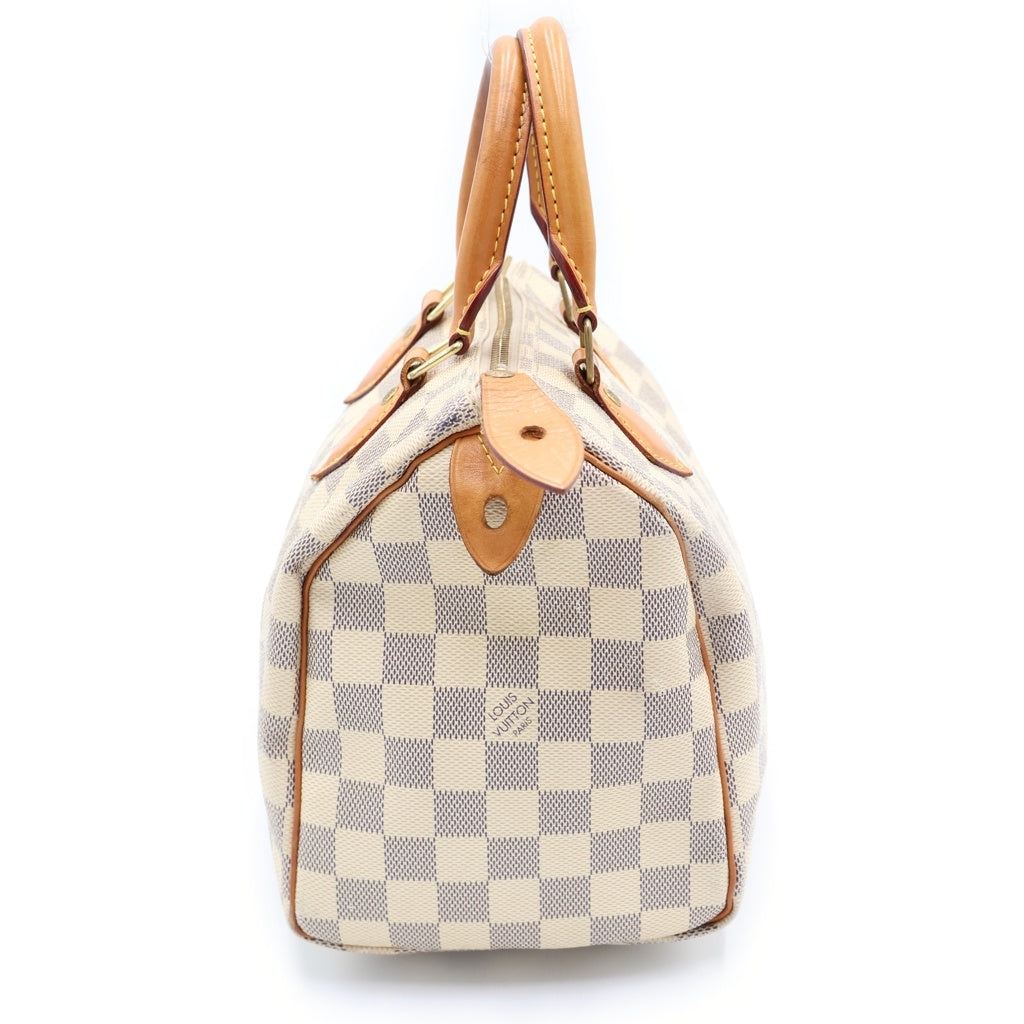 LOUIS VUITTON(ルイヴィトン) ダミエアズール スピーディー25 ハンドバッグ ミニボストンバッグ アイボリー×ブラウン レザー×PVC N41371 ゴールド金具 レディース