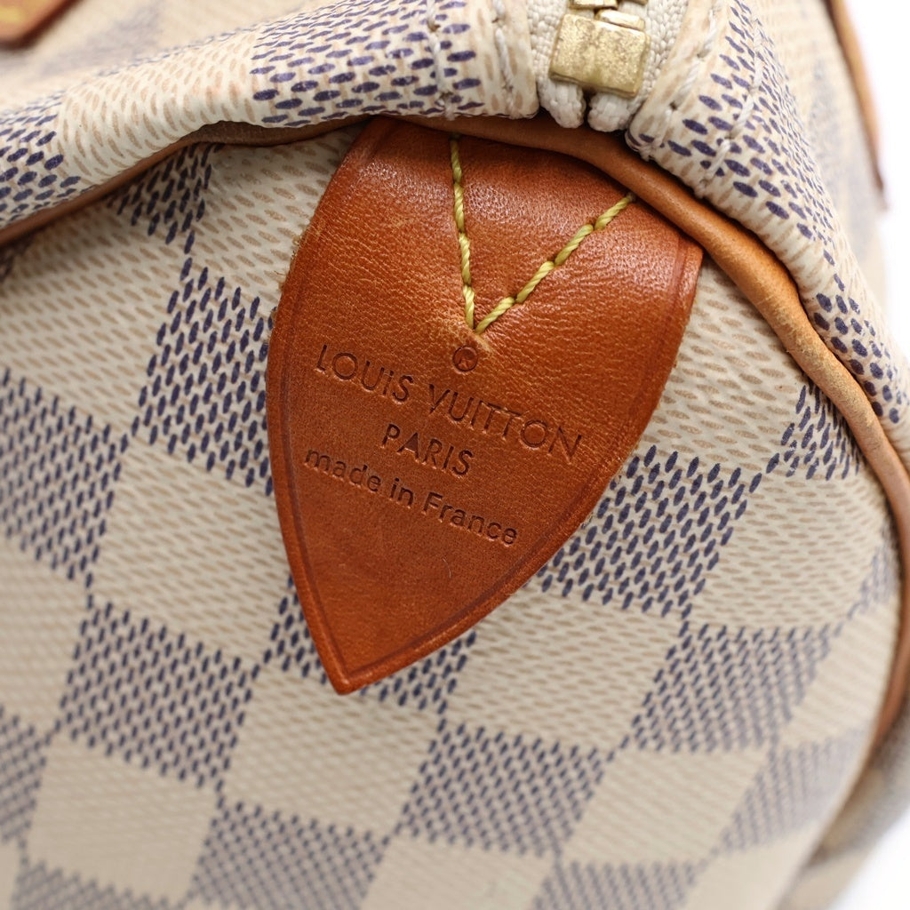 LOUIS VUITTON(ルイヴィトン) ダミエアズール スピーディー25 ハンドバッグ ミニボストンバッグ アイボリー×ブラウン レザー×PVC N41371 ゴールド金具 レディース