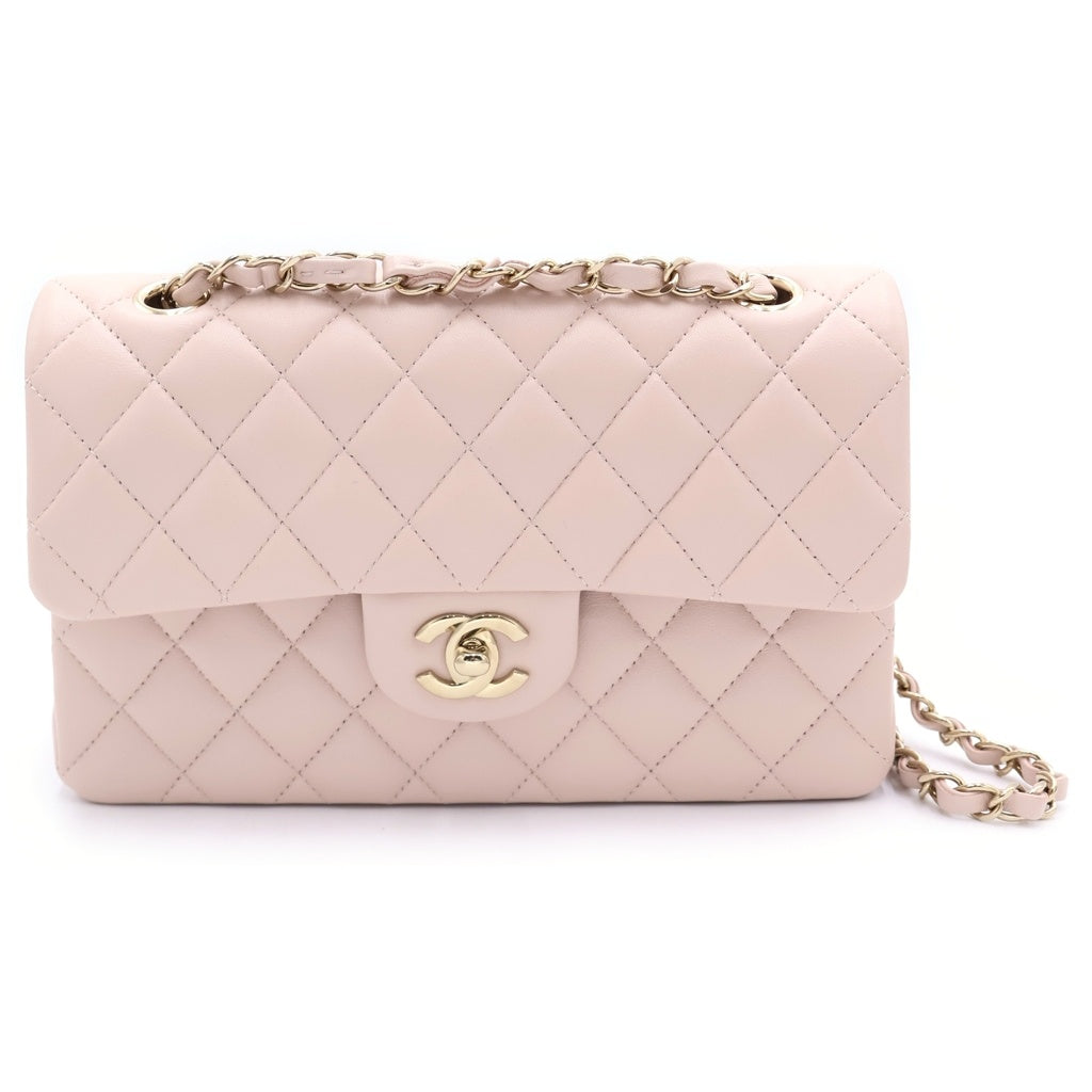 CHANEL(シャネル) マトラッセ23 Wフラップ Wチェーンショルダーバッグ ラムスキン ゴールド金具 ピンク プレート レディース
