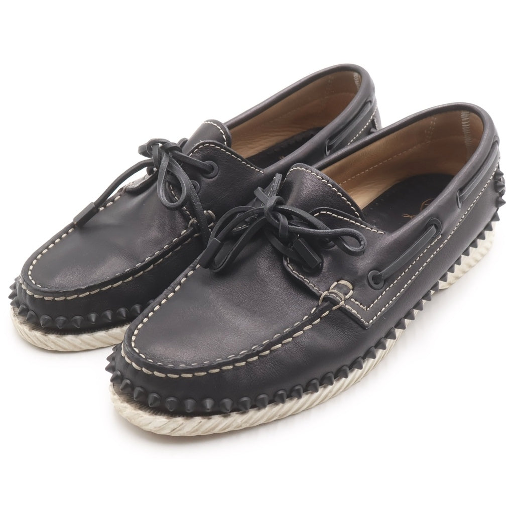 CHRISTIAN LOUBOUTIN(クリスチャンルブタン) スタッズ デッキシューズ モカシン レザー ブラック レディース